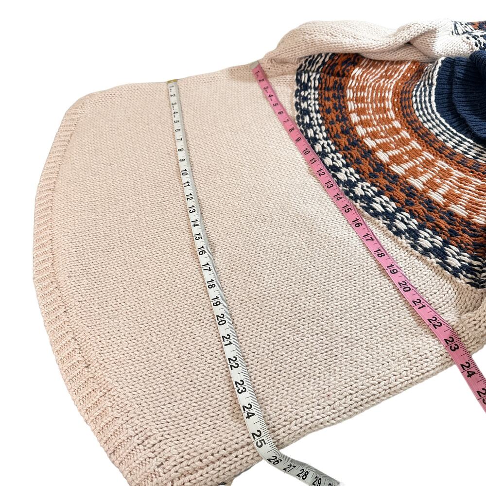 Madewell NEW Brookdale Fair Isle Turtleneck Sweater Alpaca Cream Navy Orange XXL - Picture 13 of 15